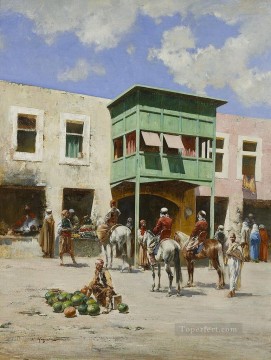 Víctor Huguet Painting - El mercado turco Victor Huguet Orientalista